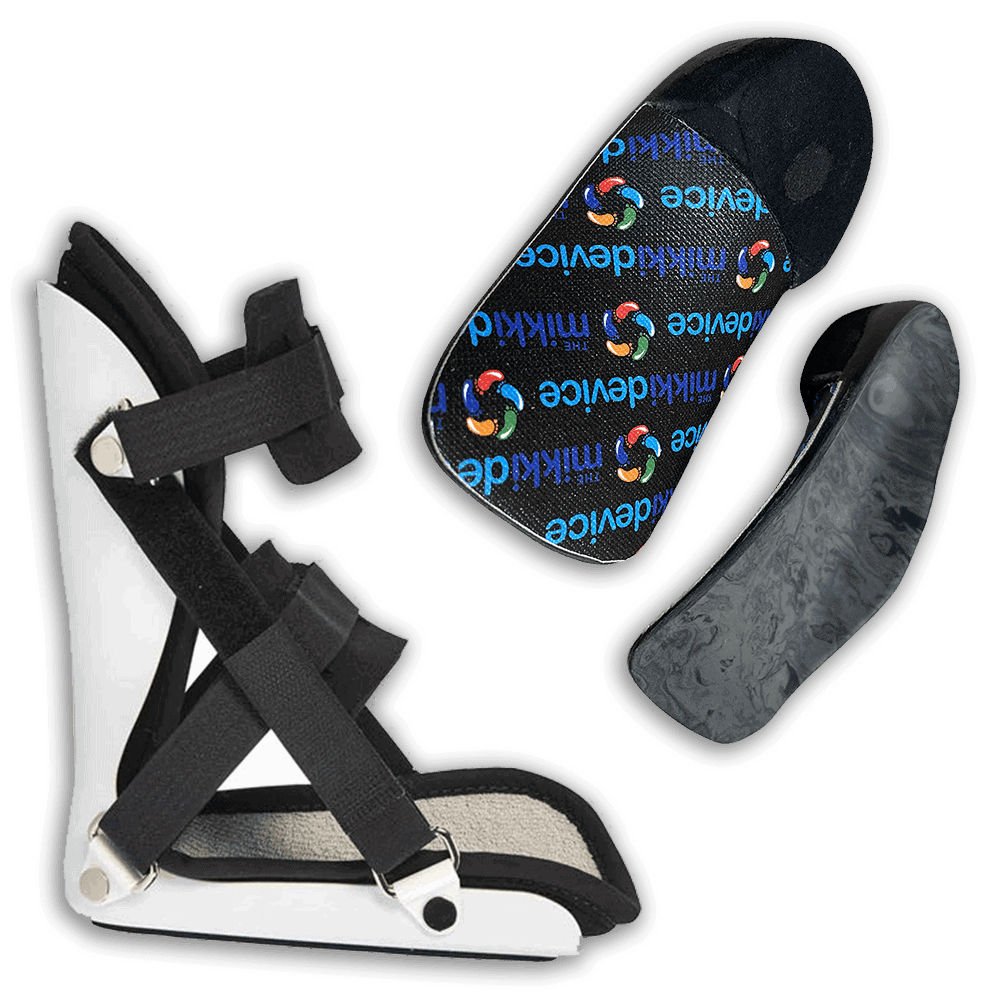 The Mikki Device Sever's disease boot and custom orthotics